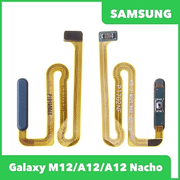 Шлейф для Samsung Galaxy M12, A12, A12 Nacho SM-M127, A125, A127 сканер отпечатка пальцев (синий)